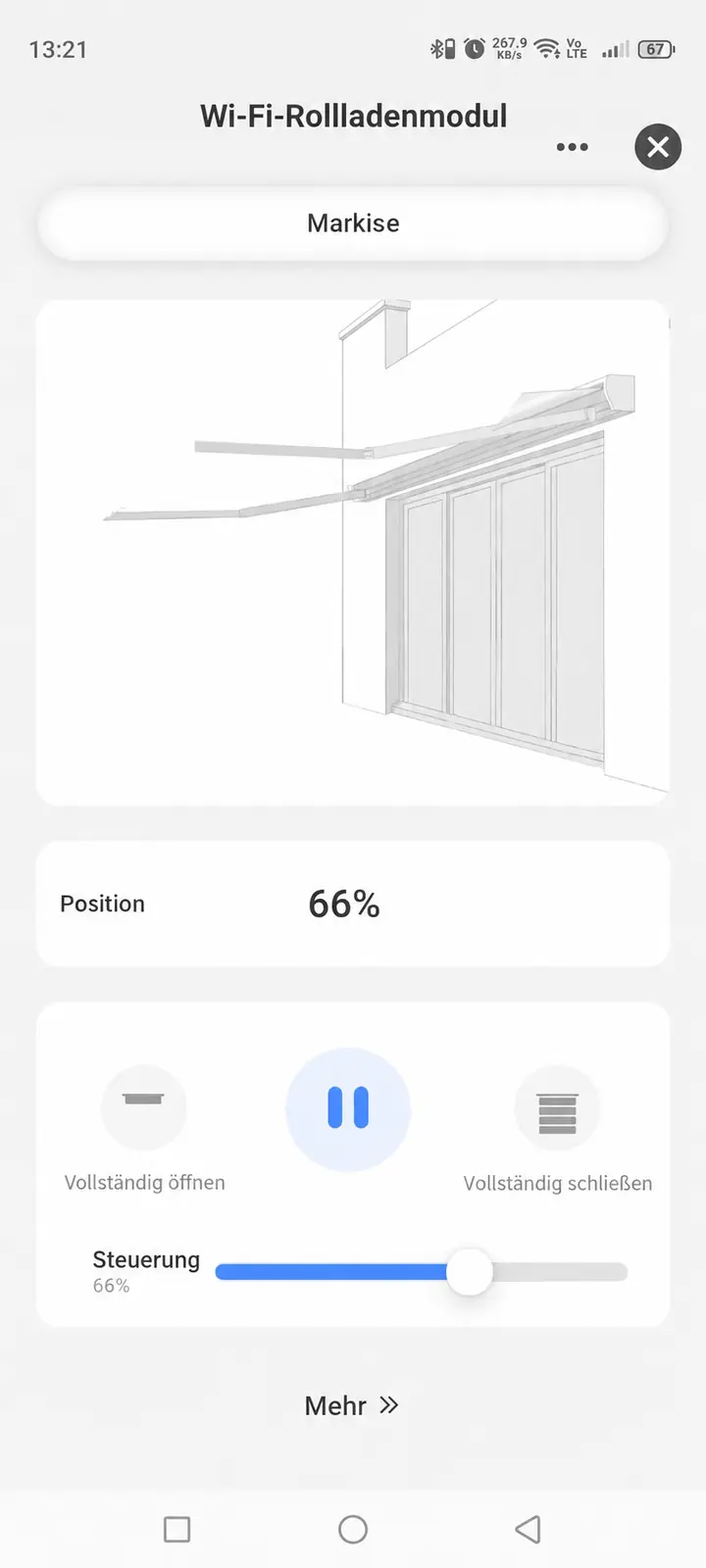Markisenposition in der GEYER Smart App