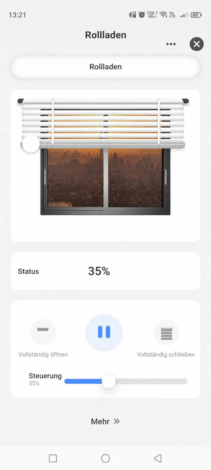 Rollladenposition in der GEYER Smart App