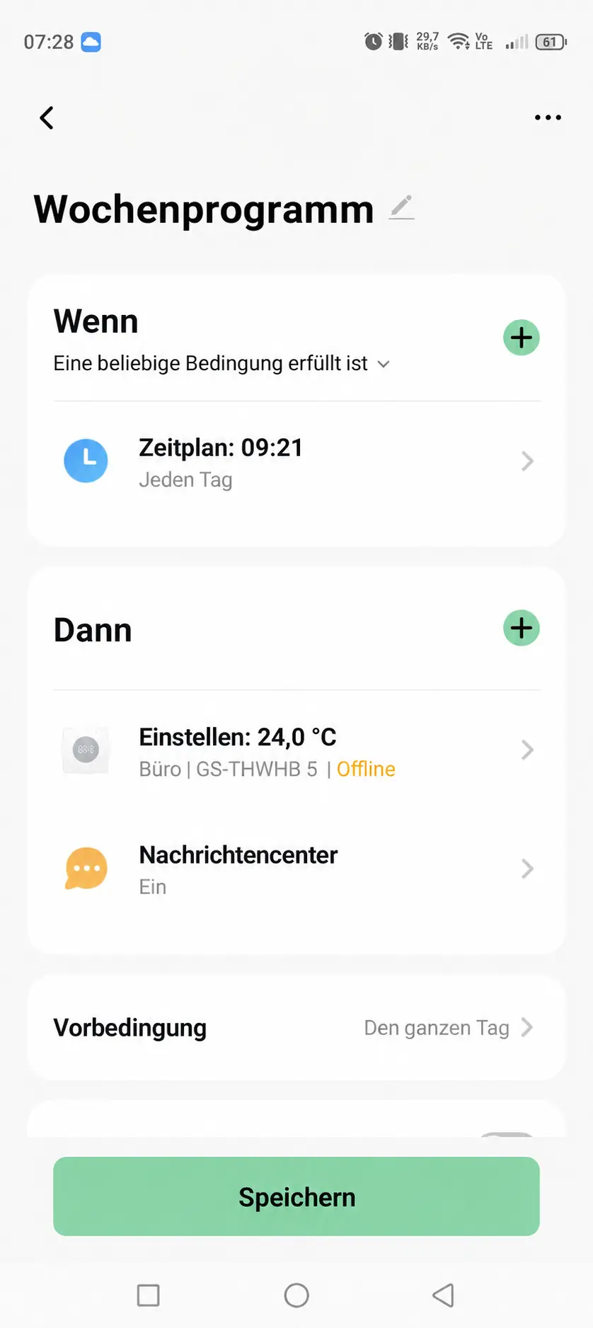 Wöchentlicher Temperaturplan in der GEYER Smart App