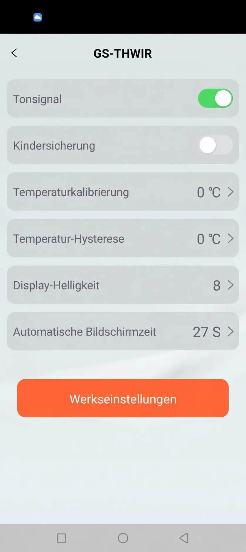 GS-THWIR Einstellungen in der GEYER Smart App