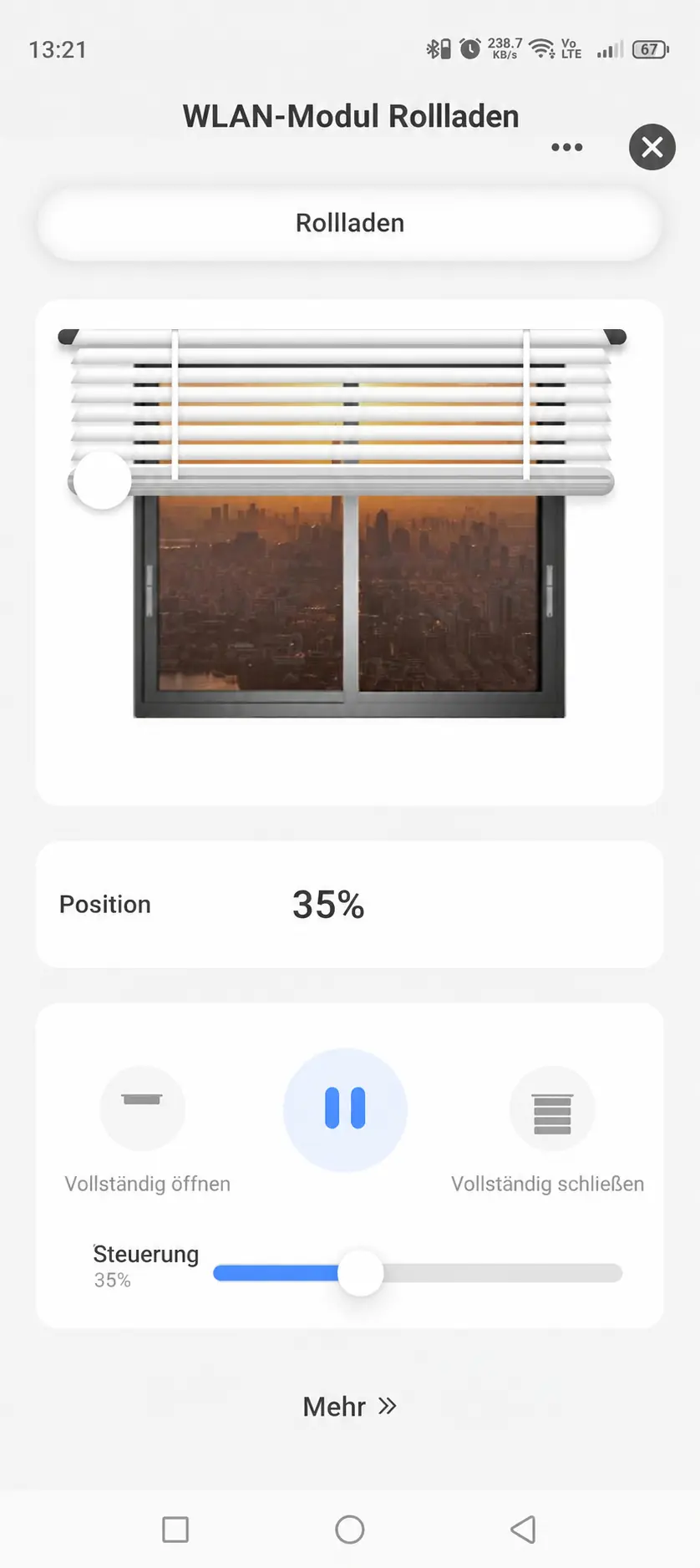 Rollladenposition in der GEYER Smart App