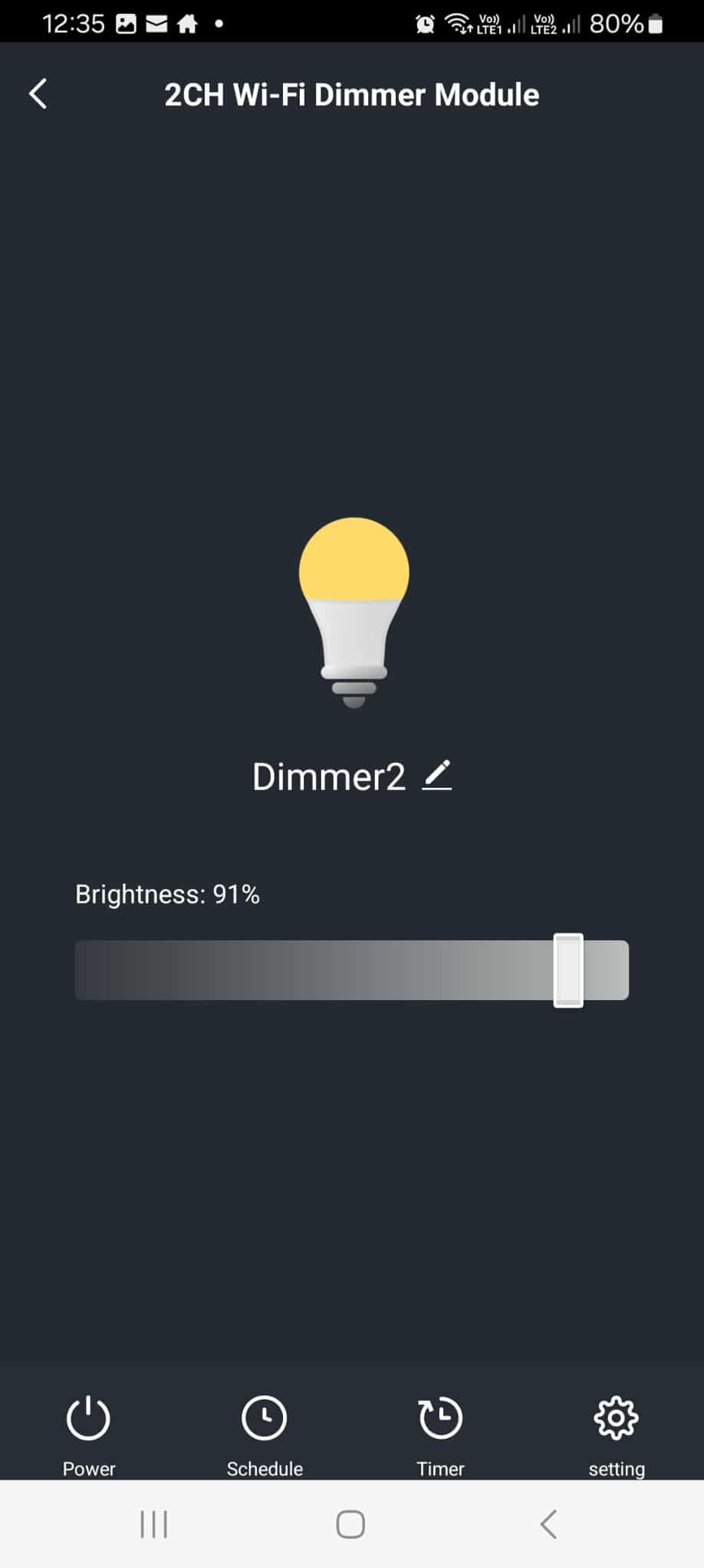 Regolazione della luminosità di un canale GS-D2CH nella GEYER SMART APP
