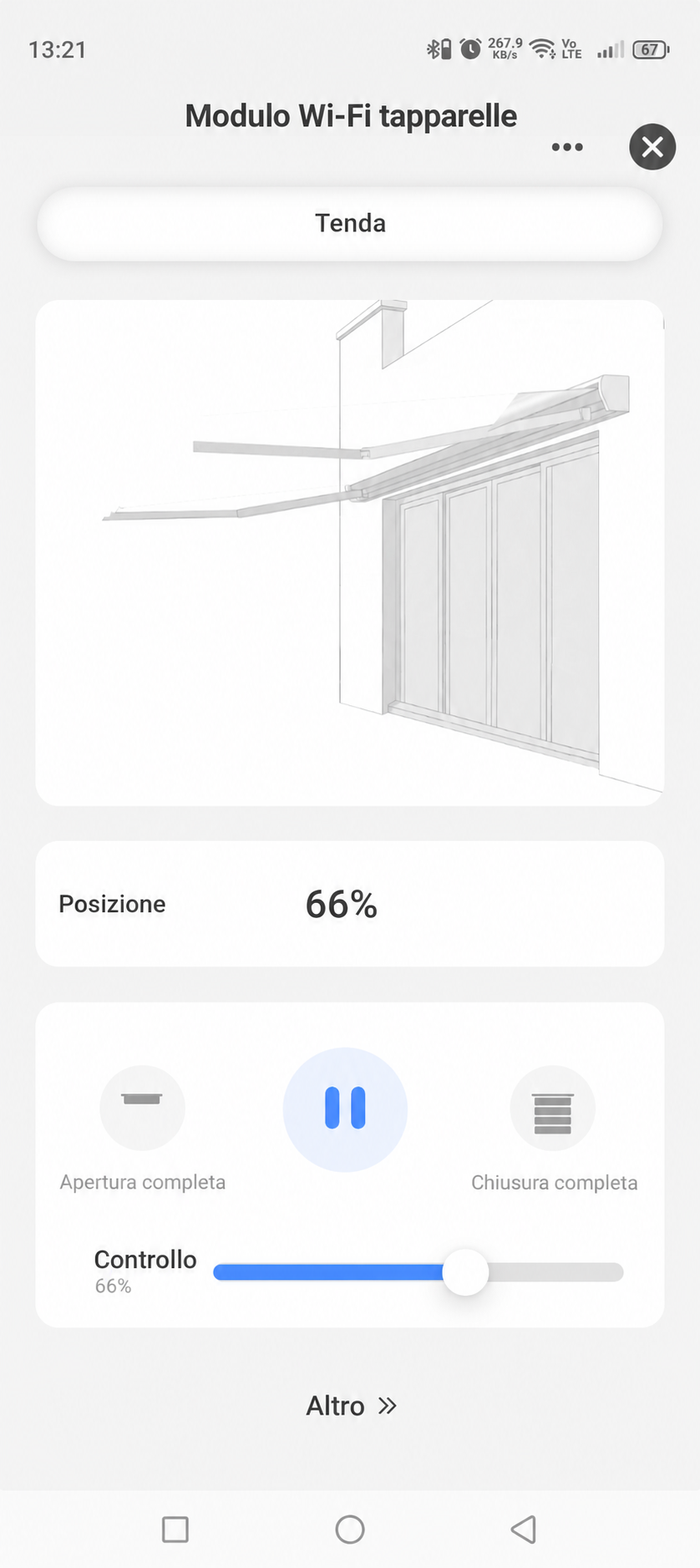Controllo della posizione della tenda da sole nella GEYER SMART APP
