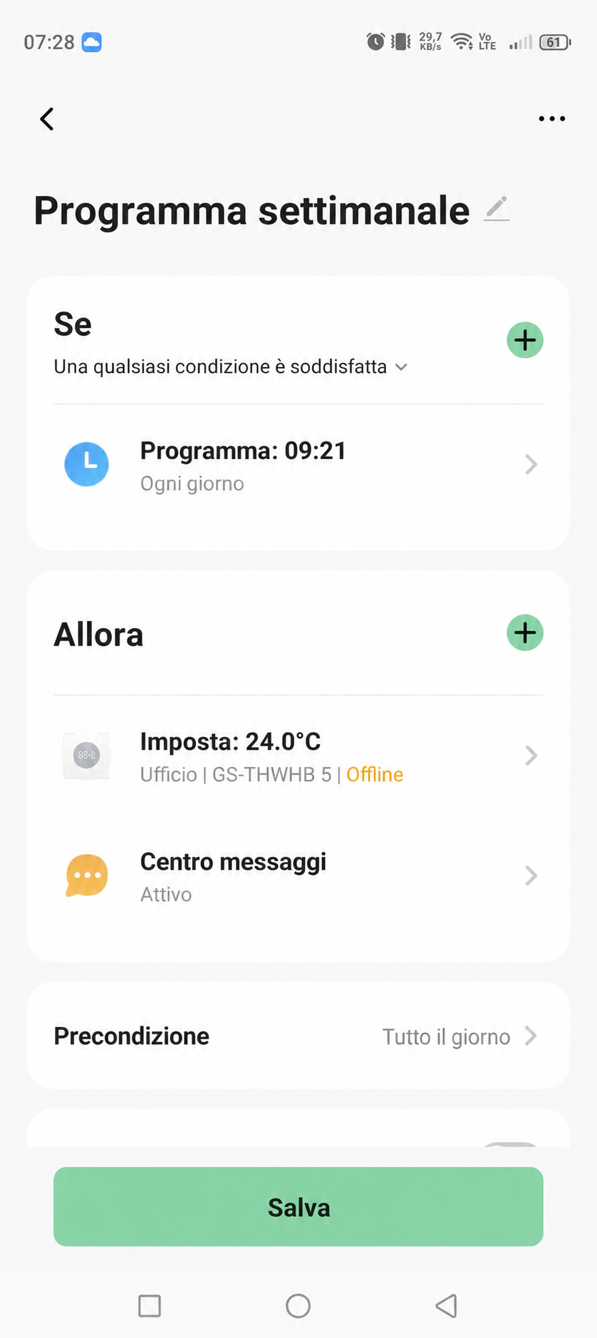 Programmazione settimanale della temperatura nella GEYER SMART APP