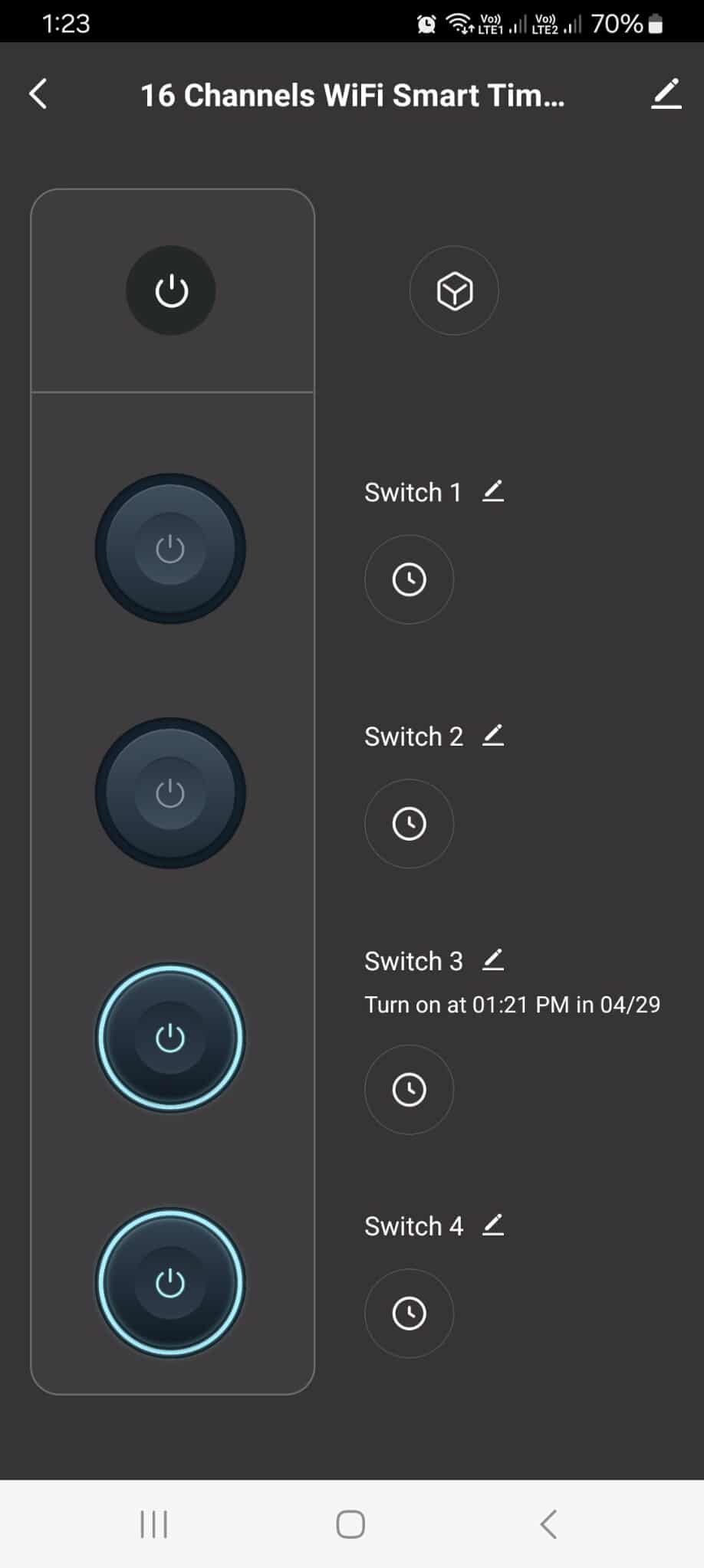 ER316W channel controls in the app