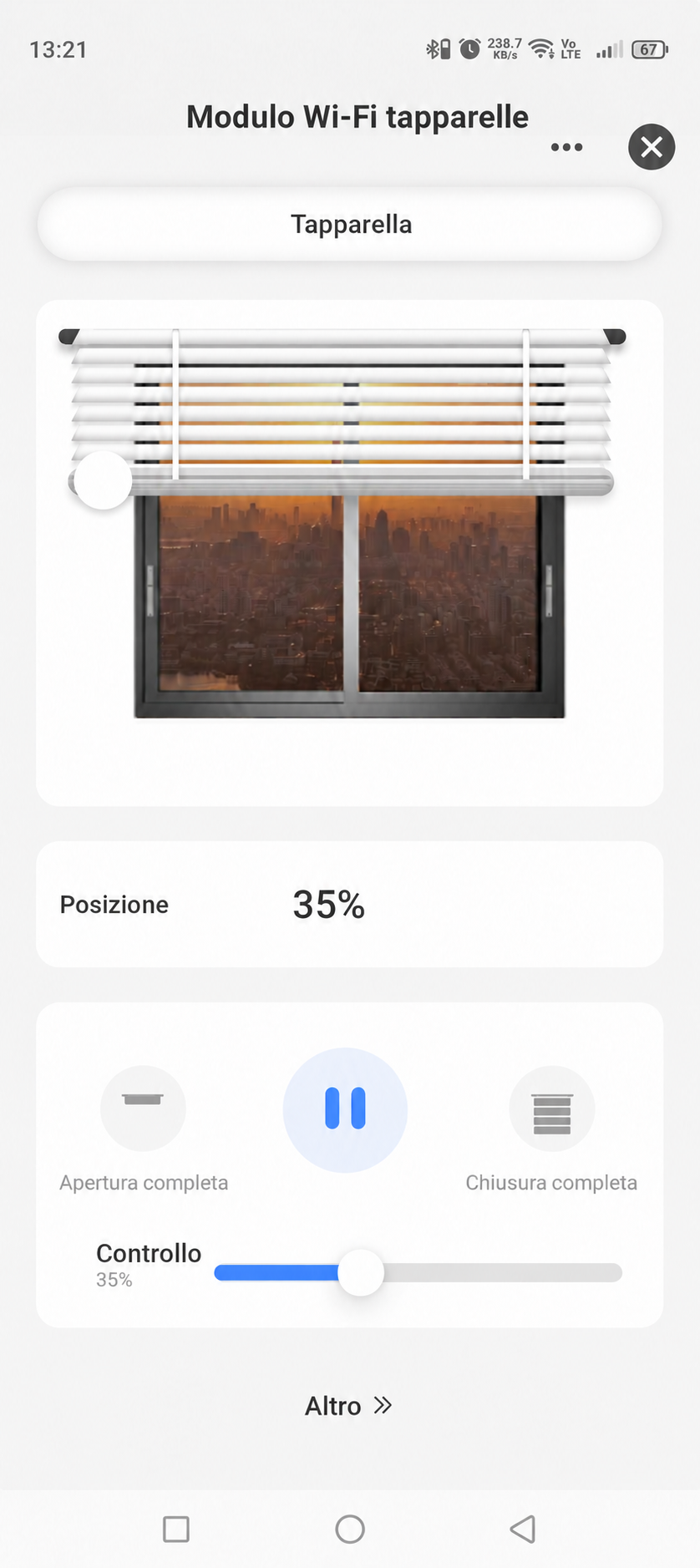 Controllo della posizione della tapparella nella GEYER SMART APP